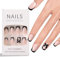 Ladiery French Press on Nails Medium Square, Black Reusable lightweight Fake Nails with Glue Tool Kit for Weddings Festival Vacation Gift 24PCS