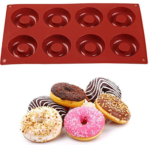 Moule Donuts Silicone 8 Cavités Moule à Donuts Silicone, Anti-Adhésifs Moule Donuts Cake Factory, Résistant À La Chaleur Moules à Pâtisserie pour La Cuisson Des Beignets