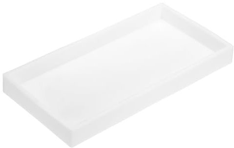 sourcing map Bathroom Vanity Tray, 7.9 x 3.9 Silicone Soap Dispenser Trays, Shatterproof Kitchen Sink Organizer for Soaps Keys Candle Trinket, White