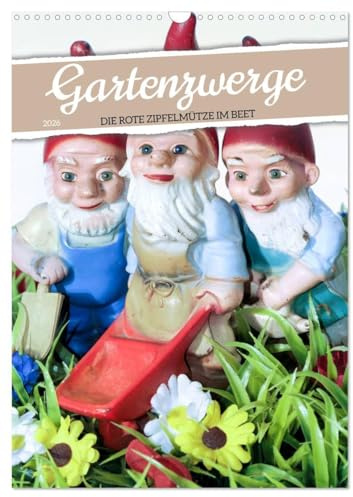 Gartenzwerge: Die rote Zipfelmütze im Beet (Wandkalender 2026 DIN A3 hoch), CALVENDO Monatskalender: Die Helferlein im Garten aus Ton: Gartenzwerge (CALVENDO Hobbys)