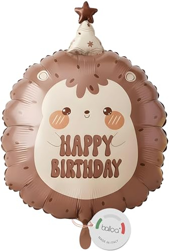 balloa Folienballon Igel Happy Birthday, XXL Geburtstagsdeko, 74 cm | Igel mit Partyhut und Happy Birthday Schriftzug, XXL Tierform, heliumgeeignet, ungefüllt, Deko für Kindergeburtstage