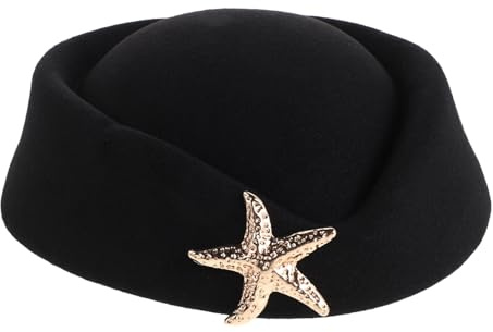 Healeved Fransk Flygvärdinnahatt Kostym Rollspel Flyghattar Flygvärdinna Filtmössa Cosplay Flygvärdinnahatt Flygvärdinnatillbehör Filtmössa Svart