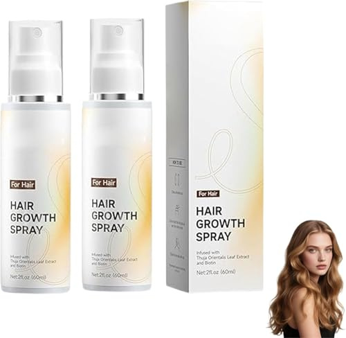 Hair Growth Spray, Professional Hair Strengthening spray, Hair Grow sprays, Stronger Fuller Loss Sprays, Natural Hair Thickening Serum for Dry Damaged Hairs 60ml (2 Pcs)