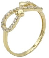 Suzan Gold® 375 Echtgold Ring Damen Infinity Herz Zirkonia elegant filigran hypoallergen wasserfest Infinity Amora symbolischer Goldring