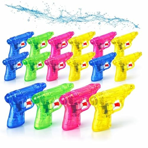 Pack de 24 Mini Pistolas de Agua niños, para Cumpleaños Infantiles, Fiestas al Aire Libre, Juegos en la Piscina y Juegos de Verano, Surtido 4 Colores Variados