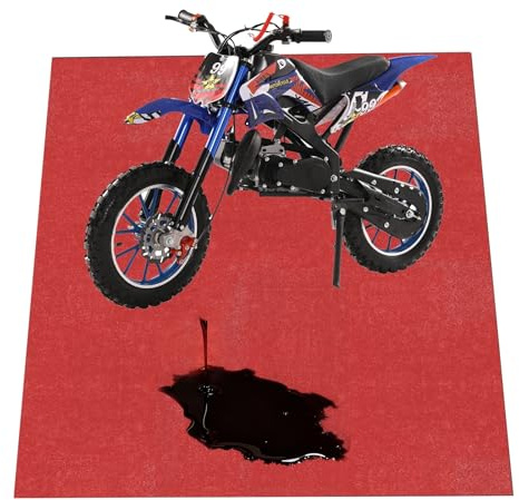 Tapis de Sol Garage 223x520 cm, Tapis Moto Antidérapant Absorbant Huile et Eau, Moquette Garage avec Dossier Imperméable en PE, Protection Sol Atelier pour Voiture Moto Rouge