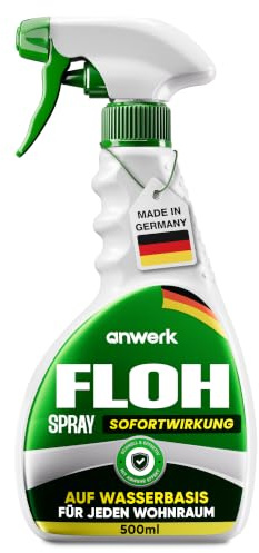 anwerk® Flohspray für Wohnung und Möbel 500ml - Effektiv Flöhe bekämpfen | Flohmittel mit Sofortwirkung - Umgebungsspray gegen Katzen- & Hundeflöhe im Haushalt mit angenehmem Zitrusduft - Floh Spray