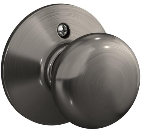 Schlage F170PLY620 Plymouth Dummy Knob, Antique Pewter | Non-turning dummy door knob with no latch or lock, Decorative door pull, One sided, Easy to install, Certified durability