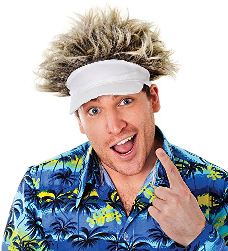 Bristol Novelty BH571 Mütze und Haar im Golfer-Stil, für Herren, weiß und blond, Einheitsgröße Halloween