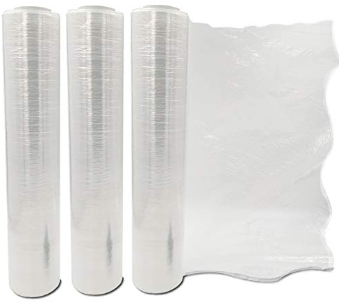 verpacking Stretchfolie 20 my Transparent 50 cm x 300 m reißfeste Umzugsfolie Folie für Möbel Wickelfolie Palettenfolie Packfolie (Nur Stretchfolie, 3 Rollen)