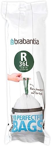 Brabantia Perfectfit Müllbeutel Code R, 36L, 10 Stücke/Rolle, Plastik, Weiß, 69.4 x 62 cm