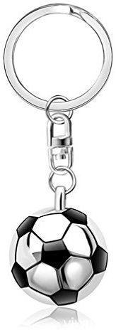 Freessom Porte Clé/Clef Homme Garcon Football Ballon de Foot 3D Demi-Rond Anneau Personnalisé Drole Metal Pendentif Original Accessoire de Sac Voiture Pas Cher (Argente1)