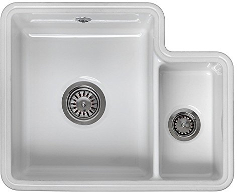 Reginox Tuscany 1.5 Bowl White Ceramic Under Mount Kitchen Sink & Waste