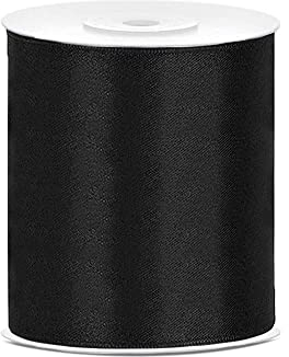 DaLoKu Satinband 6/12/25/38/50/100mm x 25m Geschenkband Schleifenband, Größe: 100mm x 25m, Farbe: Schwarz