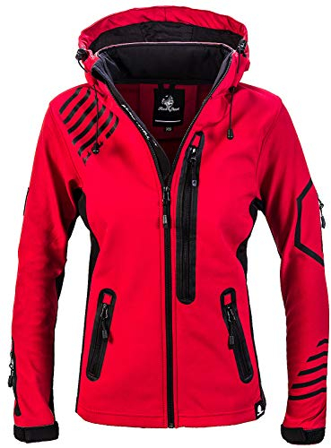 Rock Creek Damen Softshell Jacke Windbreaker Regenjacke Übergangsjacke Softshelljacke Damenjacke Regenmantel Outdoorjacke Kapuze D-402 Rot S