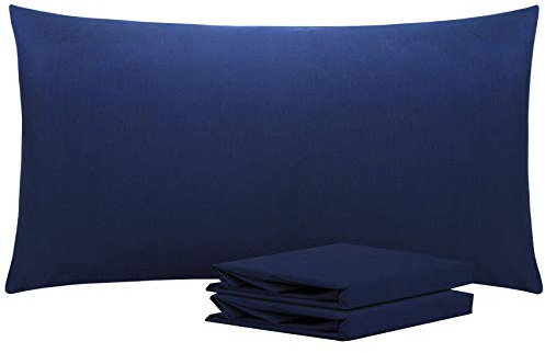 NTBAY 2 Pack 100% Brushed Microfiber Plain Pillowcases, 1800 Super Soft and Cozy, Wrinkle, Fade, Stain Resistant with Envelope Closure Bed Pillow Cases, 50x90 cm, Navy