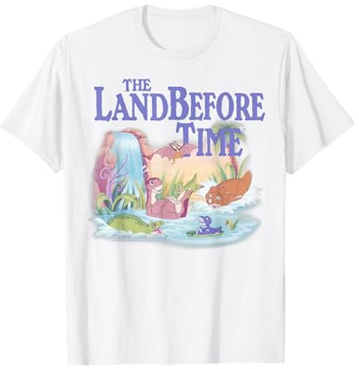 Land Before Time Pastel Dinosaur Friends Splashing Around T-Shirt