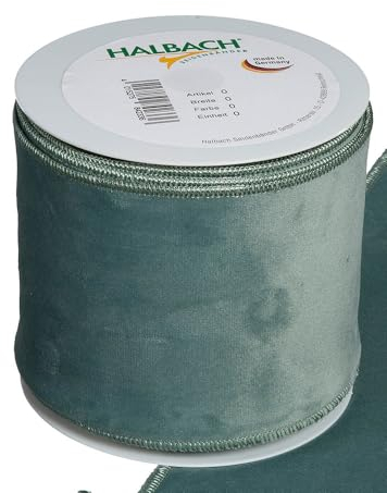 Floristrywarehouse Salbeigrünes Samtband, 10,2 cm breit, auf 9 Meter Rolle mit Drahtrand
