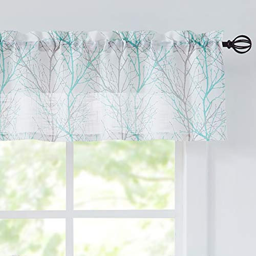 Fmfunctex Vorhang, Baumdruck, halbschäumig, für Fenster, 38,1 cm Länge, Ast-Design, Küchenvolant für Badezimmer, 127 cm breit, 1 Paneel