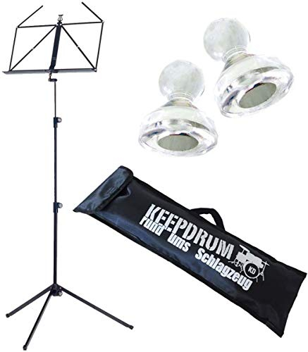 K&M 100/1 Black Notenständer Schwarz + keepdrum Tragetasche + Magnete 2 Stück