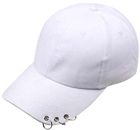 niumanery Unisex Korean Harajuku Baseball Cap with Metal Rings Hip Hop Adjustable Dad Hat Black