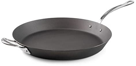Samuel Groves Professional Seasoned Carbon Steel Range Frying Pan, Balti Dish and BBQ Melting Pot, Indestructible Construction for Cooking Any Dish Made in England (14 Frying Pan)