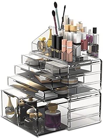 Readaeer Makeup Organizer/Kosmetik Aufbewahrungsbox/Schmink Aufbewahrungskasten mit 6 Schubladen in verschiedenen Größen, ist für Schlafzimmer und Badzimmer geeignet