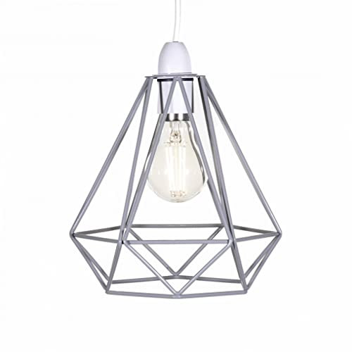 GIGGI Grey Lampshade for Ceiling, Lamp Shades | Light Shade Ceiling Light Industrial Wire Basket Metal Basket Pendant Lighting Ceiling Light Shade, Lamp Shades Ceiling for Indoor Pendant Light Shade