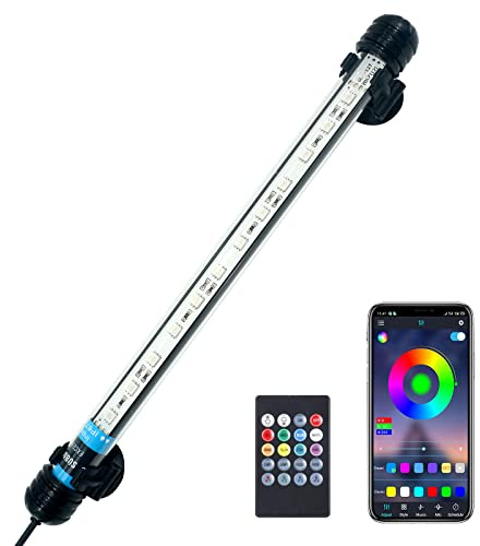 VARMHUS Submersible LED Aquarium Light,Fish Tank Light with Remote Controller&APP Control,DIY Full Spectrum Optional Color&Intelligent Timing and Dimming,29 Light Modes and 4 Music Modes RGB-28cm