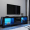 ELEGANT 1600mm LED TV Cabinet Modern Black Gloss TV Stand with Ambient Lights for Living Room and Bedroom with Storage Furniture for 32 40 43 50 55 60 65 inch 4k TV