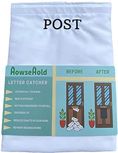 Post Catcher for Letterboxes [White ] No Tools or Screws Needed – Dog Proof Letter Box Mail Catcher Bag (White)