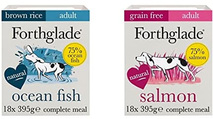 Forthglade Complete Natural Wet Dog Food - Ocean Fish with Brown Rice & Salmon (18 x 395g) Trays - Adult Dog Food 1 Year+