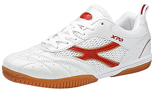 ZHENSI Tischtennisschuhe Herren Damen Indoor Sneakers Anti-Rutsch Leicht Atmungsaktiv Weich Für Kinder Erwachsene,Rot,40 EU
