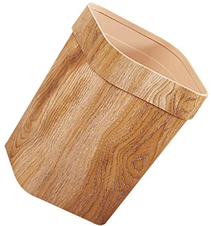 YARNOW Poubelle Carrée Poubelle De Salle De Bain Bois Cuisine Panier des s Tissées Imitation Bois en Bac à Compost Nourriture Bureau Plastique