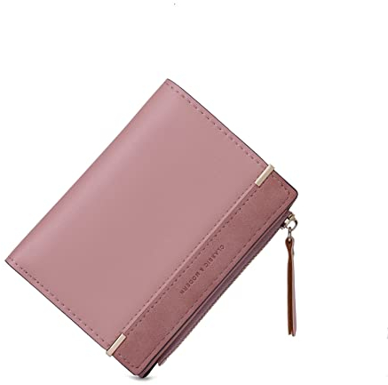 CHAOFANXI Damen Geldbeutel Geldbörse mit Klein und im Kurzformat Portemonnaie Damen, aus Glattem und Weichem PU Leder Portemonnaie Kleine Brieftasche Geldbörse Für Frauen, Rosa