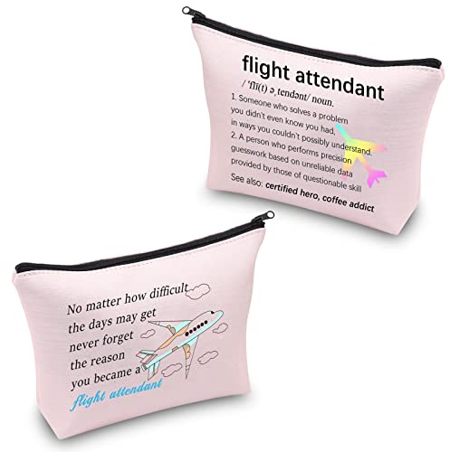 CMNIM Flugbegleiter-Geschenke Make-up-Tasche Stewardess Geschenke Flug Schule Geschenke Flug Begleiter Abschluss Geschenke Kosmetik Reisetasche, Geschenktasche für Flugbegleiter, Rosa, Make-up-Tasche