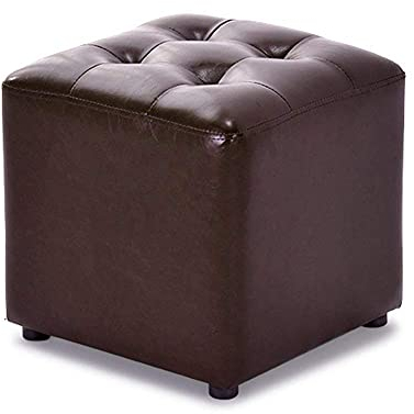 HAPPLiGNLY Kunstleder-Ottomane, Würfel, gepolsterter Fußhocker, Couchtisch, Sofa, Fußstütze, Hocker, Sitzfläche, braun, 35,6 x 35,6 x 33 cm