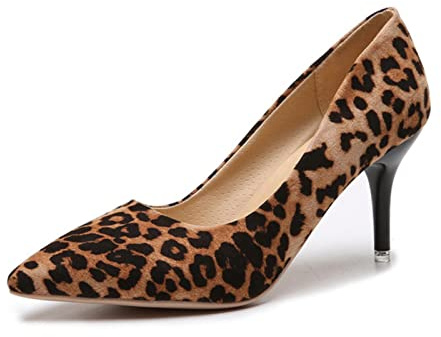 BLULOO Hohe Schuhe Damen Plus Size 44 Sexy Elegante Frauen Modeschuhe Leopardenmuster Fashion Spoted Toe High Heels 8,5 cm Sandalen-Leopard Print,40