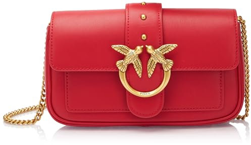Pinko Love One Pocket C Vitello Seta, Borsa Donna, R30q_rosso-antique Gold, Taglia unica