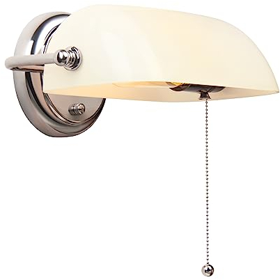 FIRVRE Bankers Wandleuchten aus Weiß Glas traditionelle europäische Vintage klassische mit Verstellbarem Lampenschirm und Zugkette Schalter für Schlafzimmer Korridor Bibliothek