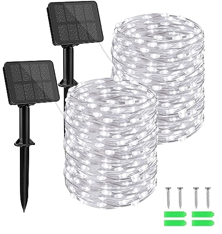 aifulo [2 Stück] Solar Lichterkette Aussen, 15M 150 LED Lichterkette Außen Solar 8 Modi Solarlichterkette IP65 Outdoor für Garten, Terrasse, Balkon, Bäume, Hochzeit, Laubengang, Party
