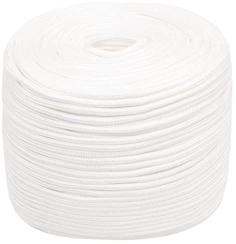 vidaXL Corda Marina Completamente Bianca 8 mm 500 m in Polipropilene, Corda per Barca, Corda Intrecciata, Corda a Spirale, Corde per Barche, Corda