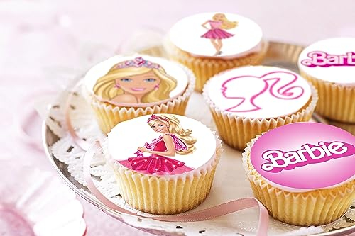 Anglesit 24 x Pre-Cut Pink Girl 5 Edible Stand up Wafer/Rice Paper Cupcake Cake Toppers Birthday Party Decorations