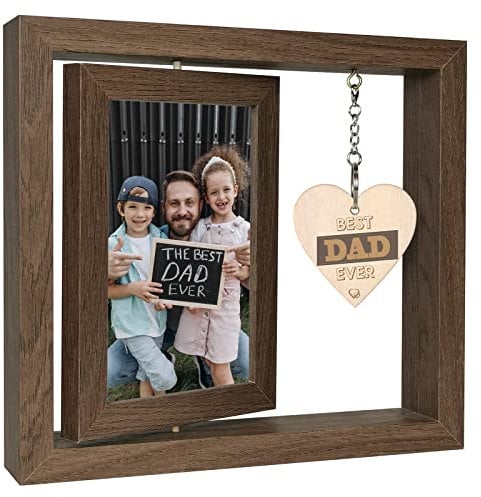 EYITUPC Rotating Floating Best Dad Ever Photo Frame Dad Gifts from Daughter Son