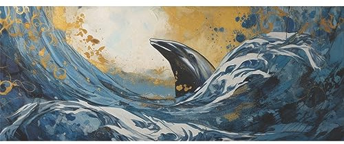 DNOVING GWP-495095733 Geschenkpapier, abstraktes blau-goldenes Marmor-Motiv, 147,3 x 58,4 cm, 2 Rollen
