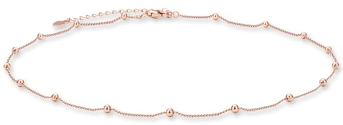 CERSLIMO Kette Rosegold, Sterling Silber 925 Rose Vergoldet Choker 14inch Halskette 35cm ohne Anhänger für Frauen Mädchen Damen