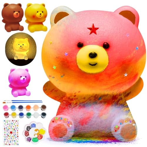 ONLYFUN DIY bär Malset Bastelset - Geburtstagsgeschenk für Mädchen, 3D bärlampe zum Malen und als Nachtlicht, Basteln für Mädchen 3 4 5 6 7 8 9 10 11 12+ jahre