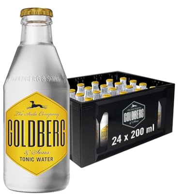 GOLDBERG Tonic Water mit intensiver Fruchtnote - 24x0,2l Glasflaschen | Premium Tonic mit Chinin und intensiver Fruchtnote für Aperitife, Gin Tonic und leichte Spirituosen in der Glasflasche
