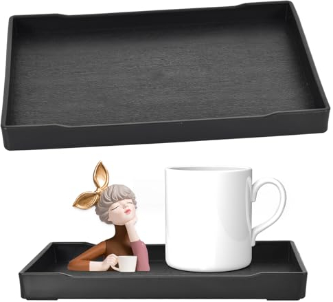 2 Stück Badezimmer Tablett, Plastik Schminktisch Tablett Organizer, Deko Tablett Rechteckig, Badewanne Veranstalter Kosmetik Halter, für Arbeitsplatte Waschtisch Küchenspüle Toilettenschüssel(Schwarz)
