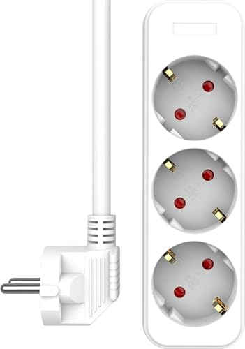 ELRO ES103 Mehrfachsteckdosenleiste, 3-Fach, 1,5m Kabel, Kindersicherung, 3680W, TÜV, Weiß